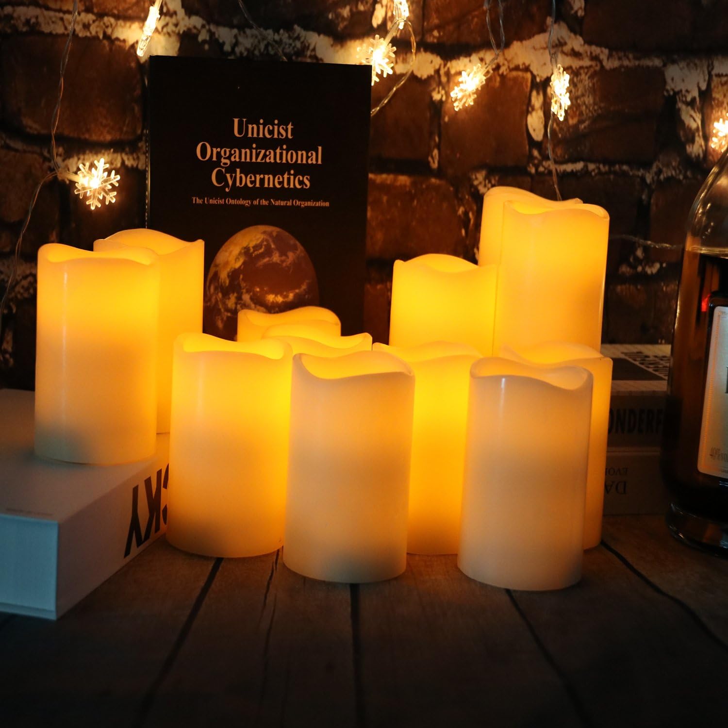 Vickiss Flameless Candles LED Candles Set of 12 (D:3" X H:4") Battery Operated Candles Flickering Bulb Pillar Ivory Real Wax Electric Candles with Remote and Timer for Home Decoration: Home Improvement