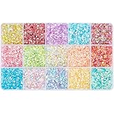 OLYCRAFT 195g 15 Colors Glass Chip Beads - Irregular Tiny UV Resin Bubble Beads for Resin Crafting, Nail Arts & Decoration