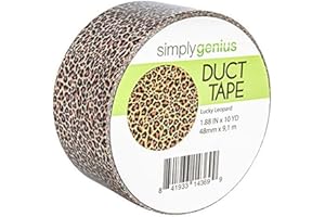 Simply Genius Colored Duct Tape Roll - DIY Projects with Scrapbook Supplies - Leopard Print Artist Tape - Strong Adhesive for Vision Board Supplies - Pack of 1, 1.88 in x 10 yd, Lucky Leopard