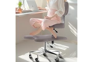 PYY ADHD Chairs for Adults - Meditation Cross Legged Office Chair with Wheels, Ergonomic Squatting Kneeling Fidget Chair with Lumber Back Support Adjustable Height for Home and Office Gray