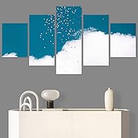 SIGNWIN 5 Panel Canvas Wall Art Modern Art Abstract Brushstroke Closeup Digital Art Minimalism Minimalist Multicolor Pastel for Home Decorations Ready to Hang - 60