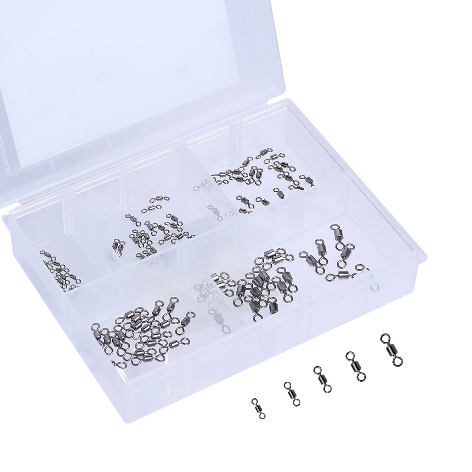 Goture Rolling Swivel Saltwater 20lb to 77lb Welded Ring, Stainless Steel Nickel Coated (Pack of 100)