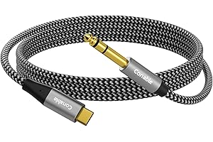 CONABLE USB C to 6.35mm TRS Stereo Audio Cable 10 FT, USB Type-C to 1/4" Audio Adapter Aux Jack Stereo Cord, Gold-Plated Connector, Nylon Braided Jacket, DAC Chip, Hi-Fi Sound Quality, Not for Recording