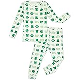 moimoln Sibling Matching 6M-8Y Soft Warm Cotton Modal Character Long Sleeve Snug-Fit Pajama Long Sleeve Sleepwear Daily