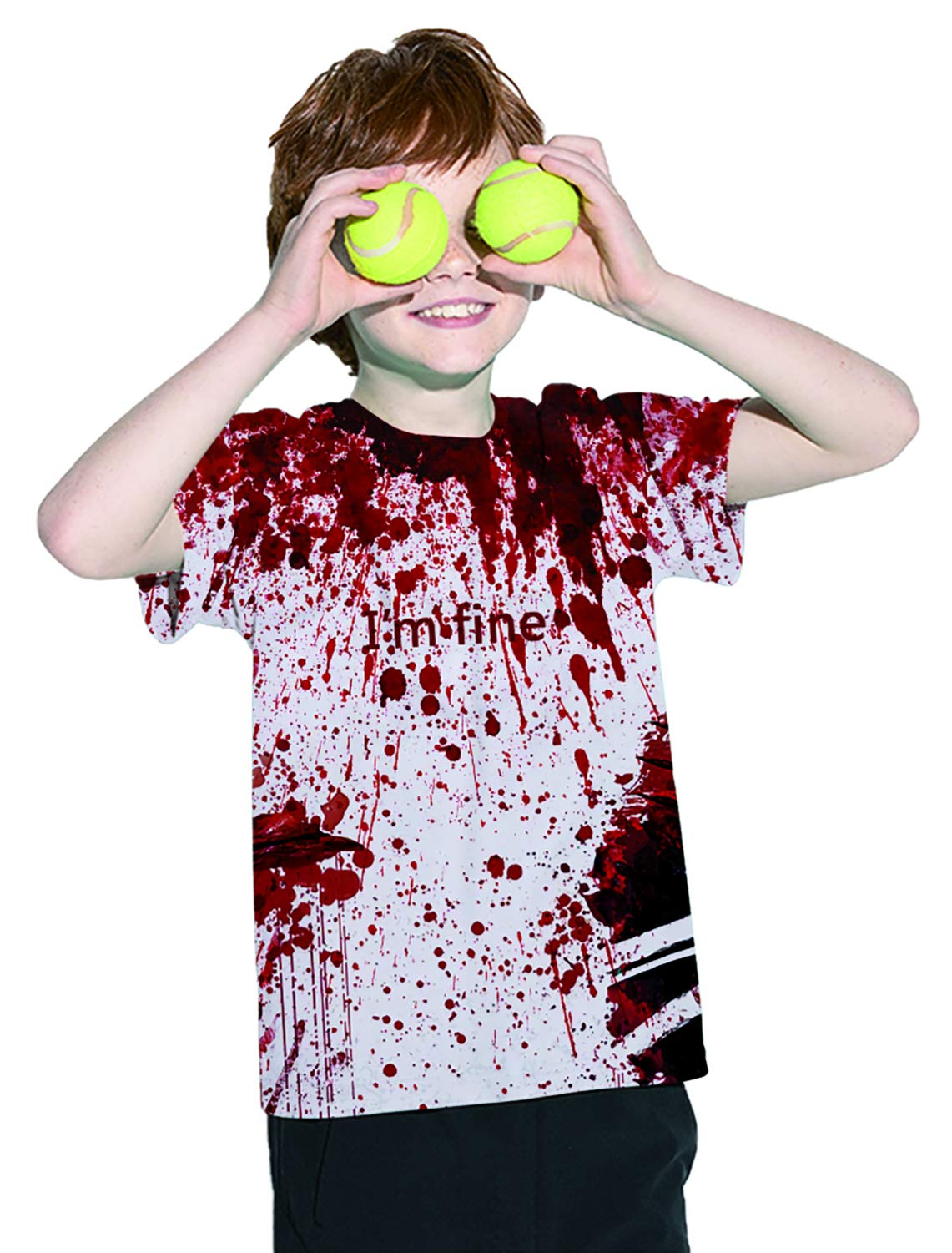 Kids Boys T-Shirts Blood Graphic Printed Funny Halloween Shirts Short Sleeve Tops Classical Round Neck Tees Birthday for 6-8 Years Old