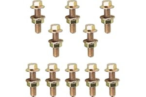 Hugwits 10 PCS Exhaust Manifold Bolt Kit, 10.9 Zinc Hex Flange Bolt Screw, High Strength Flange Bolts Set, Universal for Automotive, Machinery, Equipment Repair (Gold)