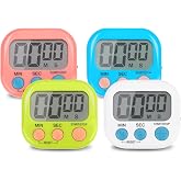 4-Piece Multi-Function Electronic Timer, Learning Management, Suitable for Kitchen, Study, Work, Exercise Training, Outdoor Activities(not Including Battery).