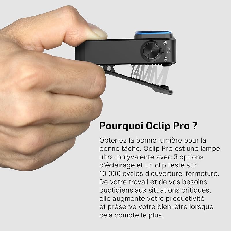 Oclip Pro Lampe de Poche EDC Miniature Rechargeable 500LM 120M