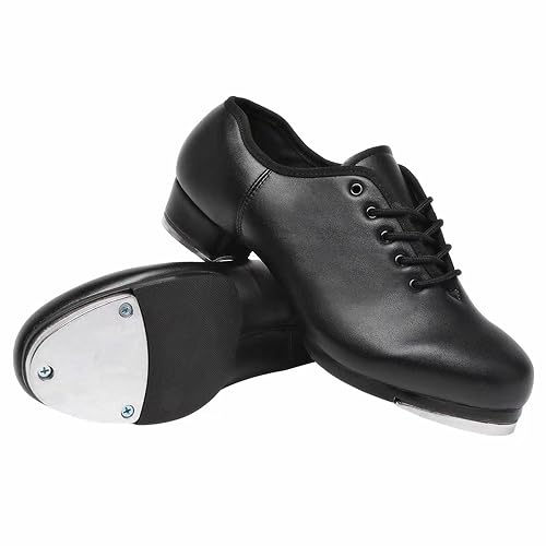 Split Sole Jazz Tap Dance Shoe Black Leather Dance Shoe for Women