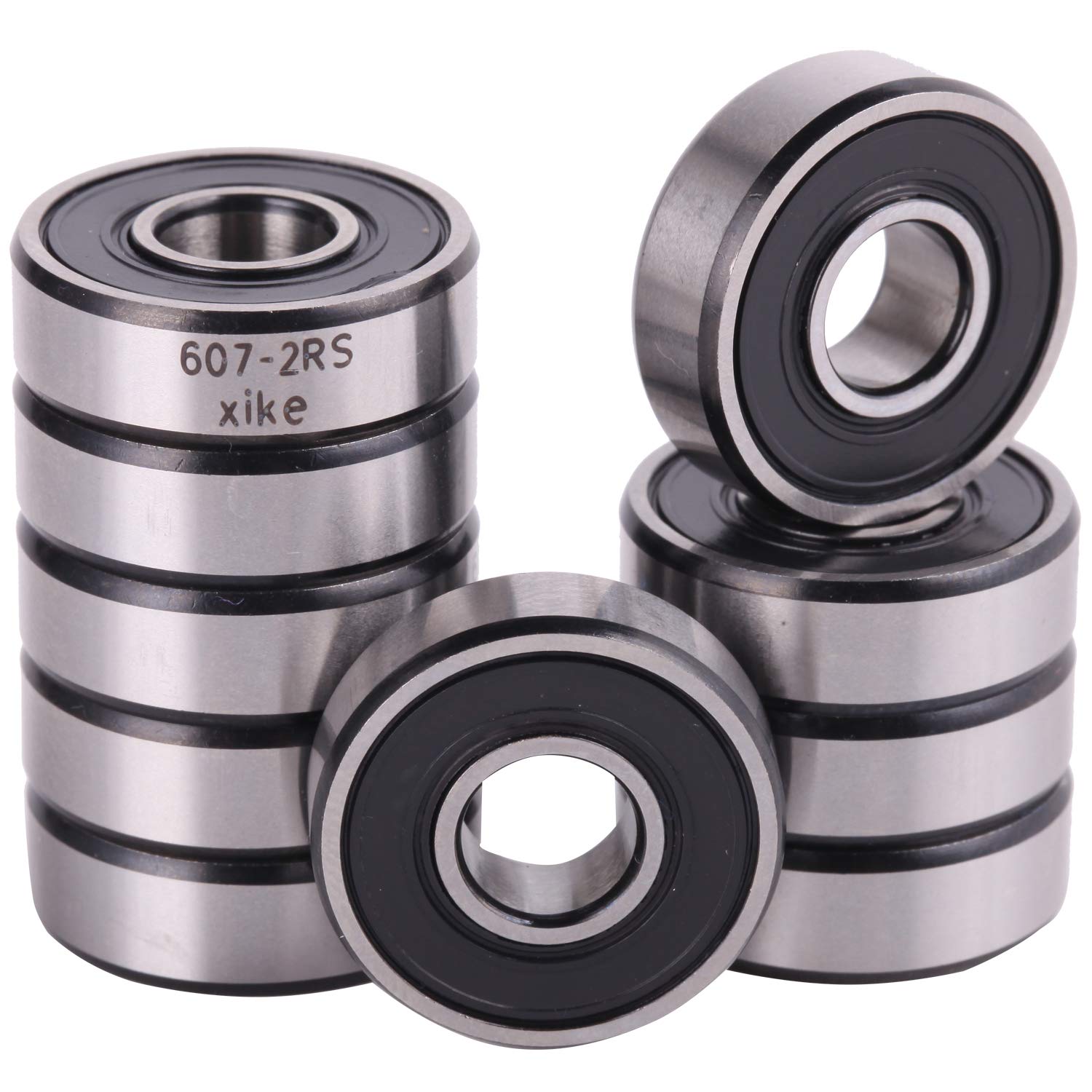 XiKe 10 Pack 6072RS Precision Bearings 7x19x6mm, Rotating Quiet High