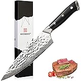 KEEMAKE Chef Knife 8 Inch, Hammered Damascus High Carbon Steel With G10 Handle,Professional Kitchen Knife For Men