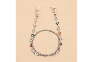 Colorful Heart Eyeglass Chains Women Metal Sunglasses Strap Holder Cute Mask Lanyard Reading Glasses Cord Silver