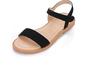 PANDANINJIA Gina Girls Sandals Open Toe Summer Flats Dress Sandals Shoes Toddler/Little Kid/Big Kid