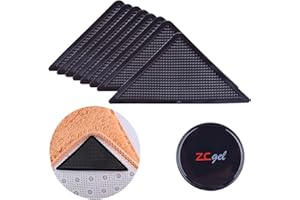 ZC GEL 8 Pcs Rug Tape Hardwood Floor No Damage, Reusable Washable Grippers for Rugs, Carpet Tape for Area Rugs, Non Slip Rug Pads Grippers (Black