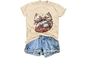 BEIDEFY Game Day Football Shirt for Women Football Season T-Shirt Short Sleeve Sunday Funday Tee Tops