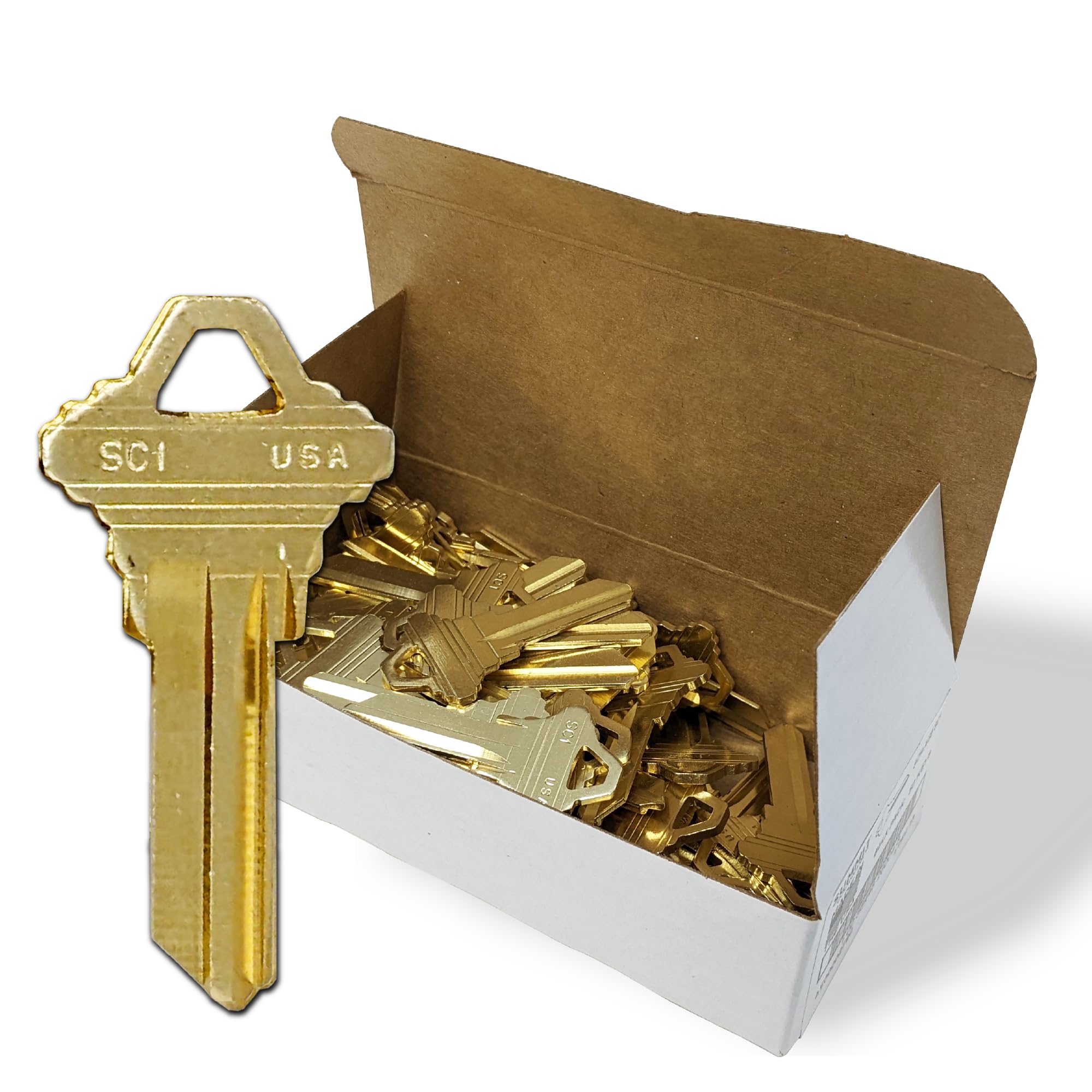 View 1 of **ONLY 6 KEYS**SUMMIT DOORWARE Schlage SC1 Key Blanks in Premium Brass | Uncut Keys for Home and Professional Use | 50 Blank Keys Compatible with 5-Pin Locks