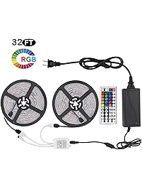 Cynkie Led Strip Lights Waterproof 300leds 32.8ft 10m Color Changing RGB SMD 5050 Flexible LED Light Strip Kit with Remote Controller and 12V 5A Power Supply for Kitchen, Bedroom, Bar, TV Backlight