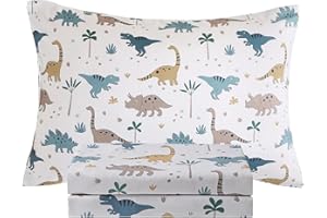 Vinogusto Twin Size Bed Sheets for Boys Kids - 3-Piece Jurassic Dinosaur Bedding Set, Breathable Light Grey Dino 3D Fitted Sheets with 14" Deep Pocket, Ultra-Soft Lightweight Bedroom Essentials