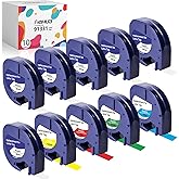 Hehua 91331 Multicolor Label 10 Pack, Compatible with Dymo Letra Tag 1/2x13 Refill Compatible for Label Maker Tape Dymo Letratag Tape LT 100T 200B QX50 2000 XR for Letratag 100H Refills 12mmx4m