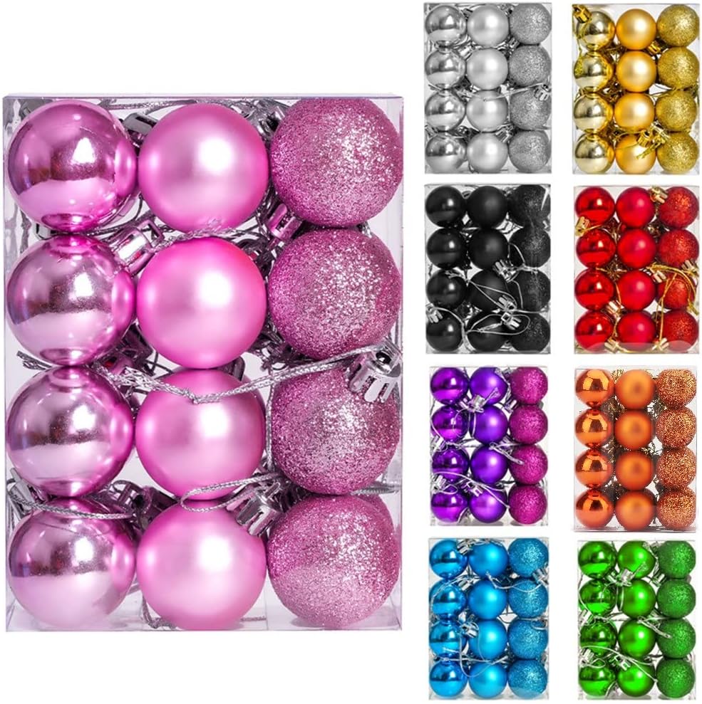 Ornaments - ZYBenda 24Pcs Shatterproof Shiny and Polshed Glossy Christmas Tree Ball Ornaments Decorations - Christmas Hanging Balls for Holiday Wedding Party Decoration (1.2