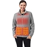 ORORO Women's Heated Fleece Jacket with Battery, Heating Fleece Jacket for Hiking Camping