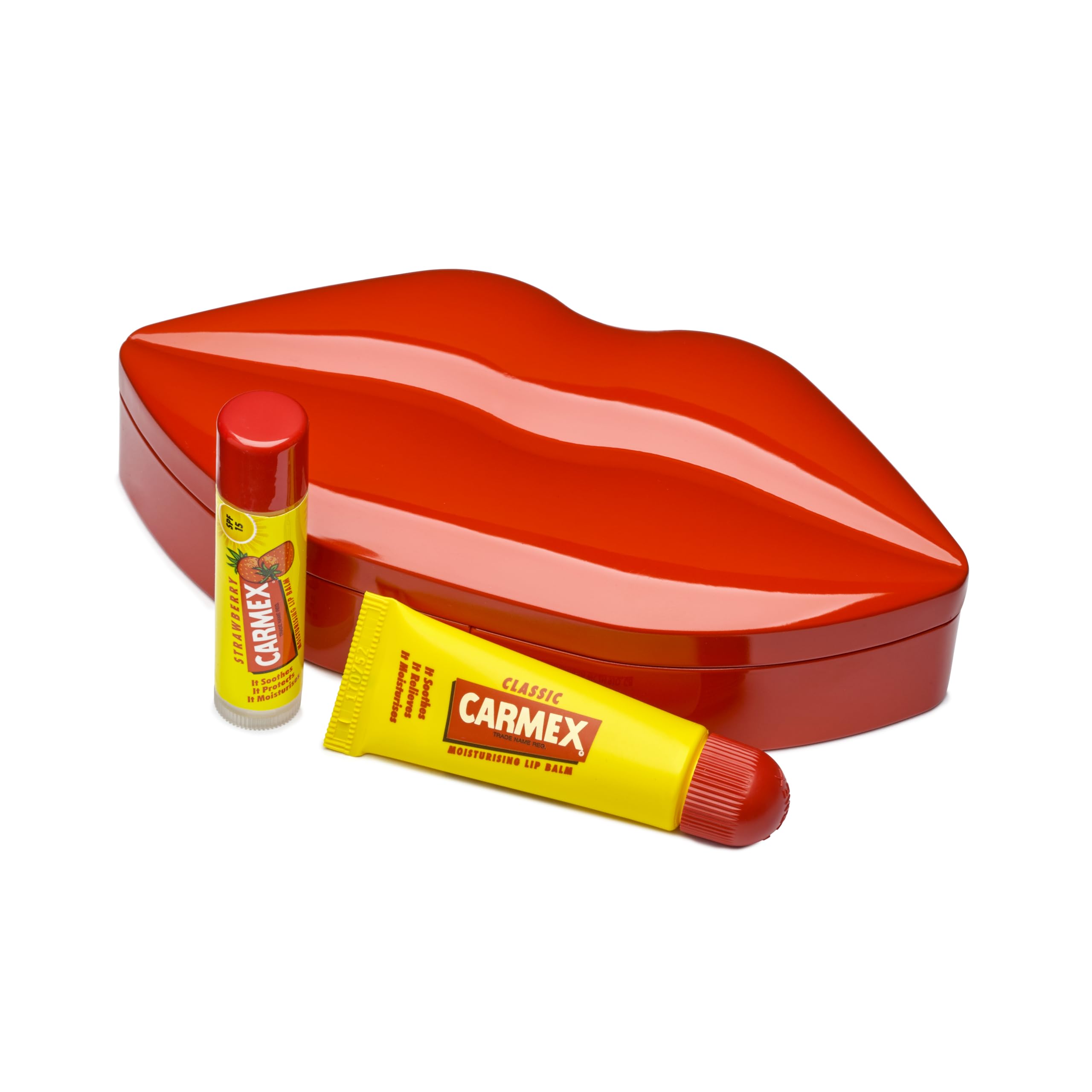 Carmex Limited Edition Lip Tin | Classic Tube & Strawberry Stick | Soothes, Repairs And Softens Dry, Cracked Lips | SPF 15 For Sun Protection | Intensely Hydrating Winter Lip Care Formula