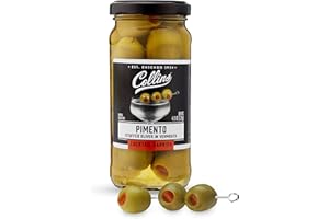 Collins Gourmet Vermouth Pimento Olives | Premium Garnish for Cocktails, Martinis, Drinks, Salads, Snack Trays, Charcuterie, and Cheese Spreads, 5oz