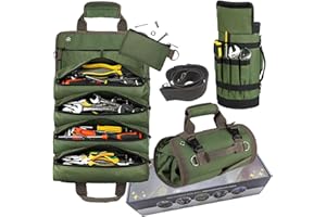 XYZSUNDY Roll Up Tool Bag, Tool pouch Tool Roll with 2 Small Detachable Zipper Pouches. The tool roll Compact Durable Tool Storage for Men, Perfect for Handyman, RV Owners, Dad Men Mechanic Birthday Gifts