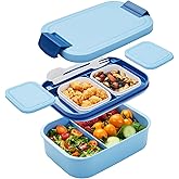 Bento Box Adult Lunch Box- Stackable Lunch Box Container for Kids & Women & Men with Utensil Set , Leak-Proof, Microwave & Dishwasher Safe - Ideal for Meal Prep, Work, School, and Trave(Blue)