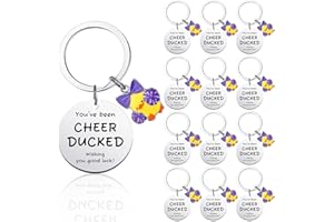 Nosiny 20 Pcs Christmas Gifts for Cheer Team Duck Cheer Christmas Keychain Bulk You've Been Cheerleader Duck Xmas Team Gift