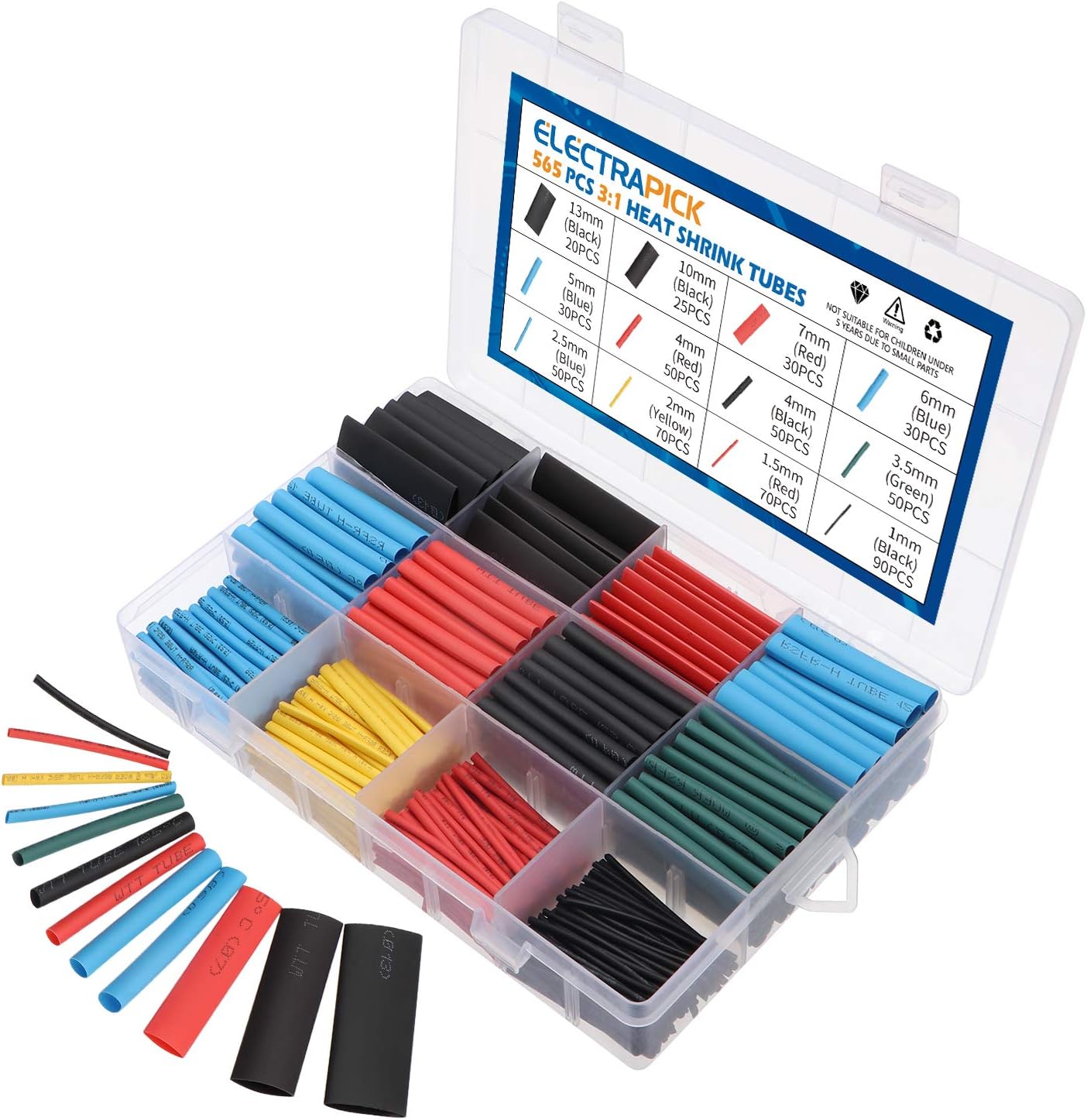 ELECTRAPICK Heat Shrink Tubing 565 PCS Electric Insulation Heat Shrink Wrap Cable Sleeve, Cable Insulated Sleeving Tubes