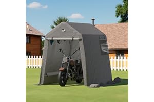 SANNWSG Outdoor Storage Shelter Shed,6'x8'Heavy Duty Motorcycle Storage Shed,Golf Cart Garage,Portable Tarp Shed with Roll-Up Door and Ventilated Windows