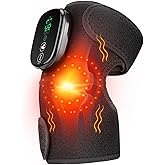 FlareMore Cordless Heated Knee Massager with Vibration for Pain Relief, Heated Knee Brace Wrap, 3 in 1 Knee Heating Pad with 3 Heating Levels, 3 Massage Modes