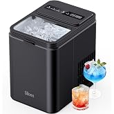 Silonn Ice Maker Countertop, 8 Cubes in 6 Mins, 26.5 lbs/24H, 2 Ice Sizes, Self-Cleaning Bullet Ice Maker, Portable Ice Machine for Kitchen, Office, Party, RV Camping
