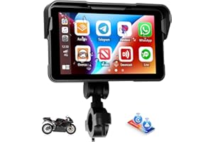 CAMECHO 5" Portable Car Play Screen for Motorcycle, Wireless CarPlay & Android Auto for Motorbike, IP68 Waterproof Touch Scre