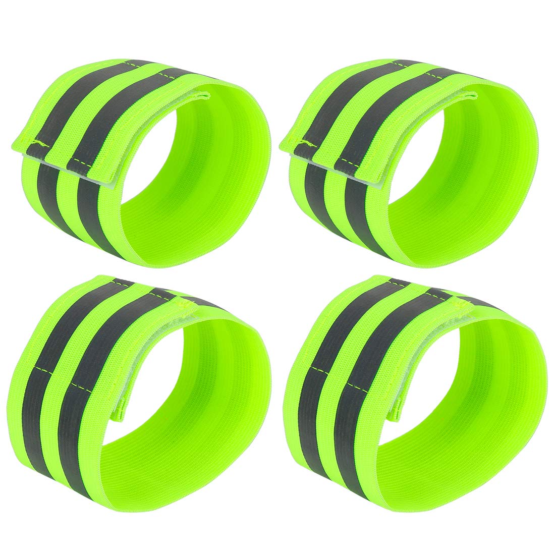 X AUTOHAUX 4pcs Reflective Bands for Wrist Ankle Riding Wristbands Slaps Green