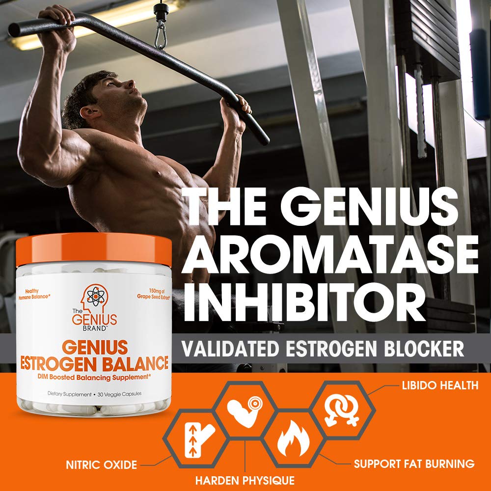 Genius Estrogen Balance, Dim Supplement - Blocker for Men & Women - Hormones, Hormonal Acne & Menopause - Aromatase Inhibitor with Grape Seed Extract & BioPerine - 30 Capsules