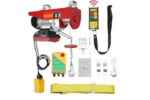 NOLANTISI Wireless 2in1 Electric Hoist with 2200 LBS Capacity - Remote Control & Single/Double Slings - Steel Electric Winch - 110V Electric Lift for Factories, Warehouses, Construction Sites (PA-1000)
