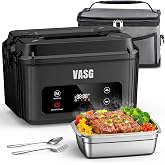 VASG Heated Lunch Box for Adults with 5.1-Cup Steel Container | 360&deg; Surround Rapid Heating Lunch box, Portable Food Warmer for Office &amp; Car