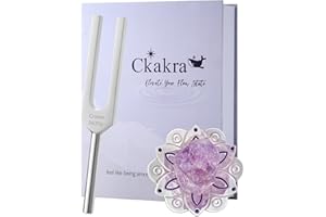 Ckakra Solfeggio Frequencies Tuning Fork with Crystal Kit,Solfeggio Energy Tuners,963hz Crown Chakra,Natural Amethyst,Meditat