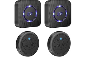 EverNary Dog Door Bell Wireless Doggie Doorbells for Potty Training with Warterproof Touch Button Dog Bells (2 Receiver 2 Transmitters, Black)