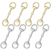 LIQWEI 8 Pcs Double D-Rings Snaffle Bit Buckles, Gold Snaffles Bits Snaffle Bit Necklace, Simple Metal Scarf Rings for Necklaces Bracelets Foldable Connecting Clasp Women