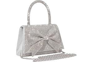 Evening Clutch Purse for Women,Sparkly Bow Wedding Purses Handbags,Glitter Wrist Clutch Bag Shoulder Bags for Party Prom