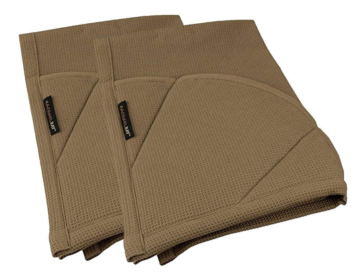 Rachael Ray Multifunctional 2-in-1 Moppine, Ultra Absorbent Kitchen Towel & Heat Resistant Pot Holder, Brown (Pack of 2)