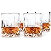 Viski Admiral Crystal Whiskey Tumbler Set, Classic Lowball Cocktail Glasses, Crystal Clear Drinking Glasses for Bourbon, Scotch, Spirits, Neat Pours, Gifts for Men, Home Bar, 10 oz, Set of 4