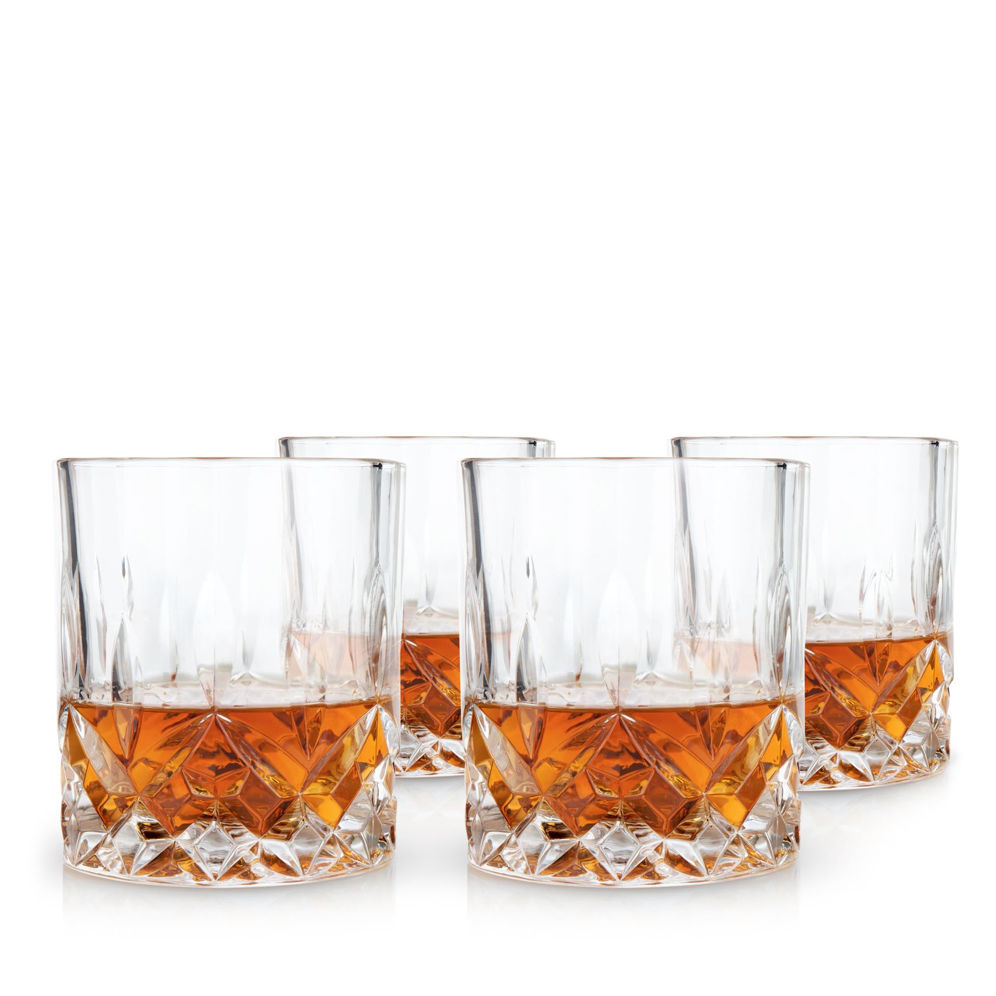 Viski 5832 Admiral Crystal Tumblers, Set of 4 Drinking Glass, Lead Free, 9 Ounces, Clear