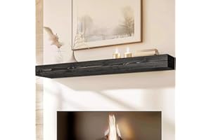 ABSWHLM 72x8x5 Fireplace Mantel - Handcrafted Hollow Rustic Solid Wood Wall Mounted Floating Shelf with Invisible Heavy Duty Wood Bracket (Weathered Black)