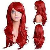 DOUQIFEI 27 Inch Red Wig, Trendy Long Curly Hair, Cosplay Wig with Mesh Hairnet, Heat Resistant,Breathable and Comfortable