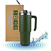 Hogg Bluetooth Tumbler 30 oz Grippy - Hunter Green, Bluetooth Speaker Cup, 30 oz Stainless Steel Tumbler with Handle, Green Cup with Speaker, Insulated Water Bottle, Gifts for Music Lovers