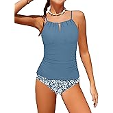 HOTOME Girls Swimsuit Halterneck 2 Piece Girl Swimsuit with Floral Print Shorts Ruched Girls Tankini Swimsuit 11-18 Years